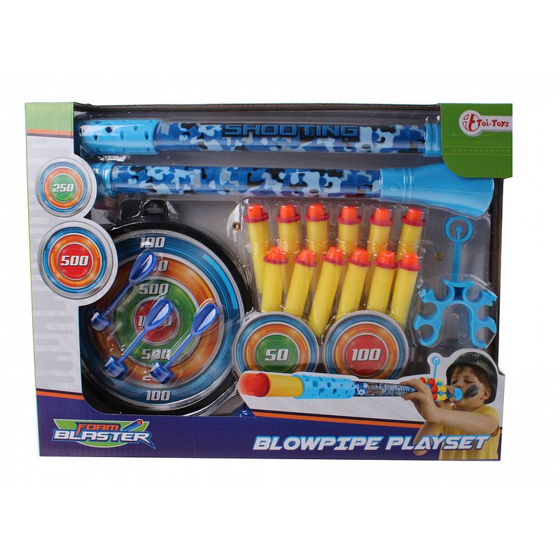 Foto van Toi-toys blaaspijp deluxe 20-delig blauw