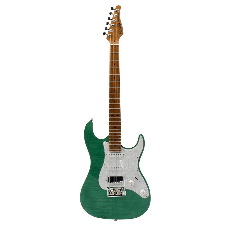 Foto van Fazley phynica fsst820-tgr transparent green elektrische gitaar