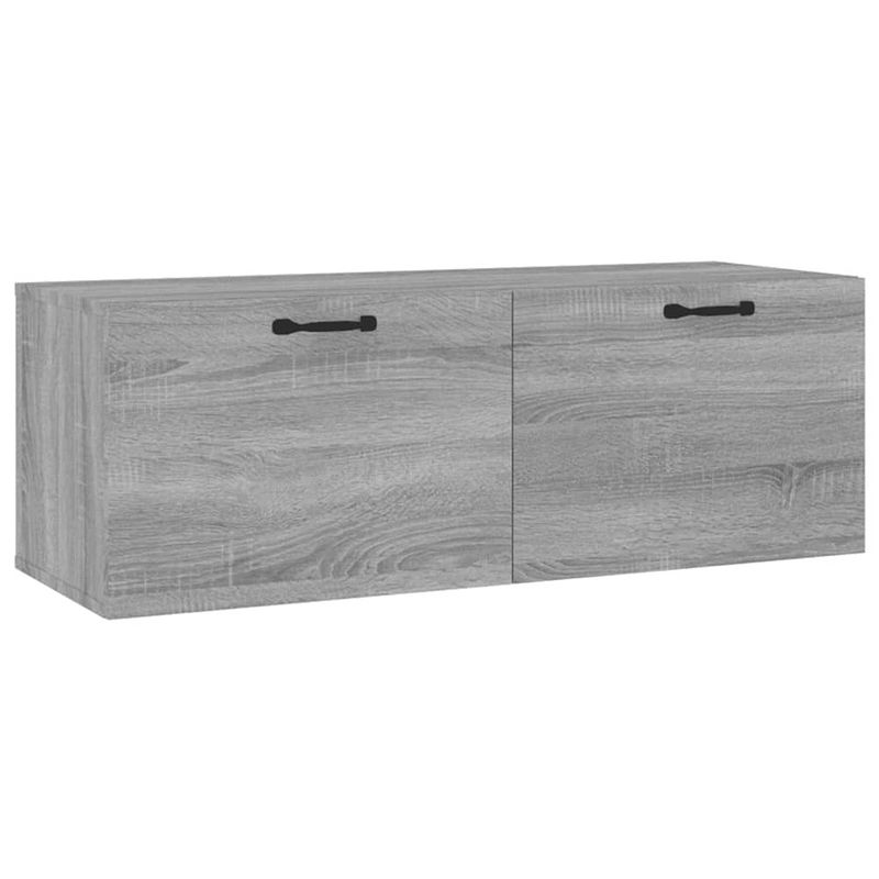 Foto van The living store wandkast - grijs sonoma eiken - 100x36.5x35 cm - 2 lades