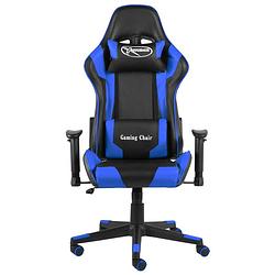 Foto van The living store gamingstoel - luxe - blauw/zwart - 68x69x(123-133) cm - ergonomisch