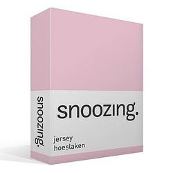 Foto van Snoozing jersey hoeslaken - 100% gebreide jersey katoen - lits-jumeaux (180x200 cm) - roze