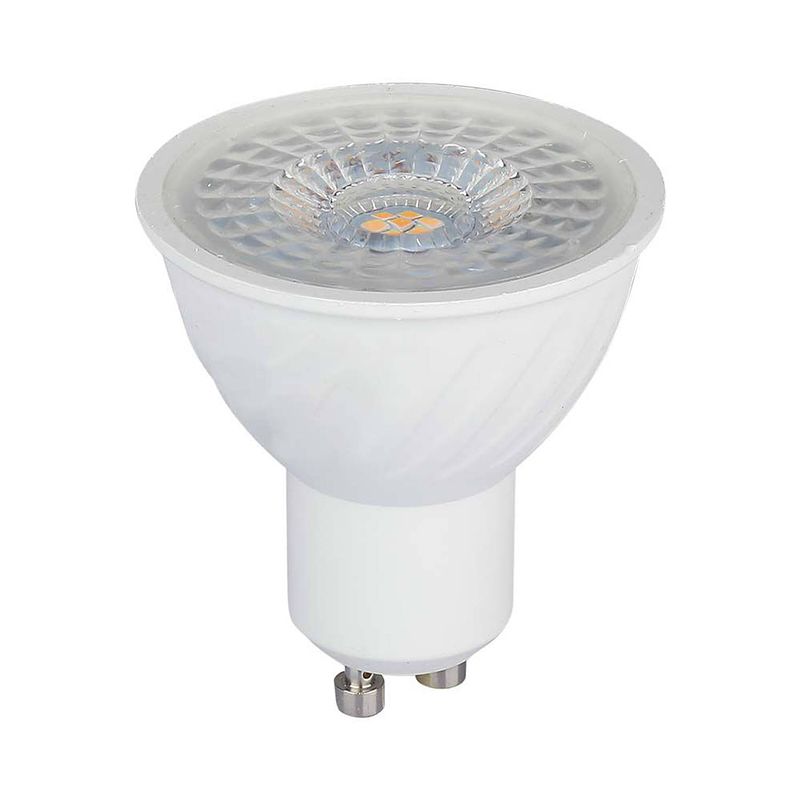 Foto van V-tac vt-247d-n gu10 dimbare led spots - lens 110° - samsung - ip20 - wit - 6w - 445 lumen - 6500k - 5 jaar