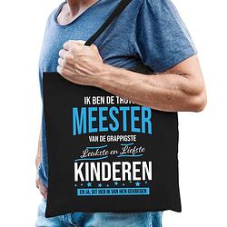 Foto van Trotse meester katoenen cadeau tasje zwart voor heren - feest boodschappentassen