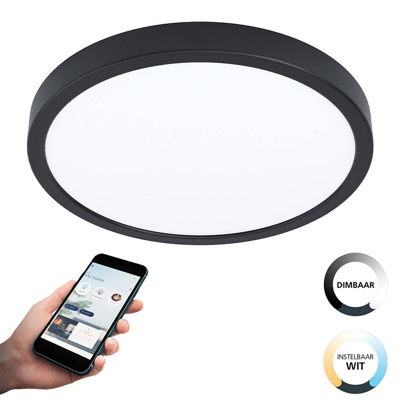 Foto van Eglo connect.z argolis-z smart opbouwlamp buiten- ø 28,5 cm - zwart/wit - instelbaar wit licht - dimbaar - zigbee