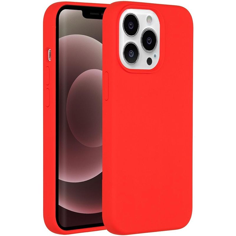 Foto van Accezz liquid silicone voor apple iphone 13 pro max telefoonhoesje rood