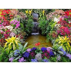 Foto van Tuinposter watervalletje met bloem 80x60cm teun tuinposters