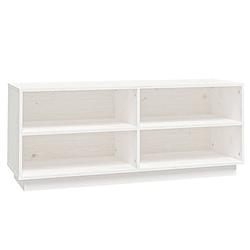 Foto van The living store houten schoenenkast - wit - 110 x 34 x 45 cm - massief grenenhout