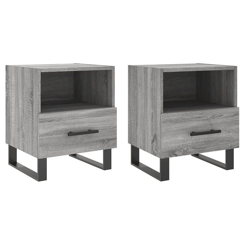 Foto van Vidaxl nachtkastjes 2 st 40x35x47,5 cm bewerkt hout grijs sonoma eiken