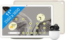 Foto van Google pixel tablet 128gb wifi crème + pixel tablet back cover crème + pixel buds pro