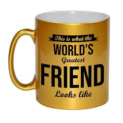 Foto van Gouden worlds greatest friend cadeau koffiemok / theebeker 330 ml - feest mokken