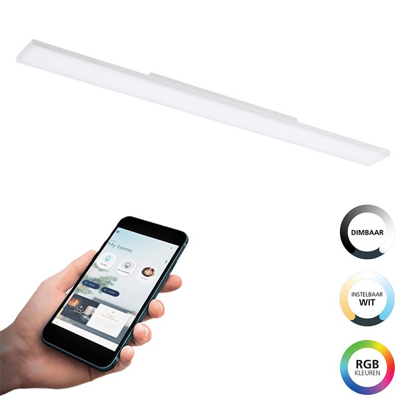 Foto van Eglo connect.z turcona-z smart plafondlamp - 120 cm - wit - instelbaar rgb & wit licht - dimbaar - zigbee