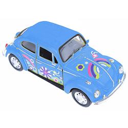 Foto van Toi-toys auto volkswagen beetle bloemen 10,5 cm blauw