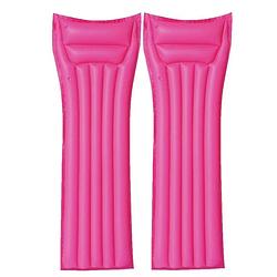 Foto van Set van 2x stuks bestway basic opblaabaar luchtbed roze 183 cm volwassenen - luchtbed (zwembad)