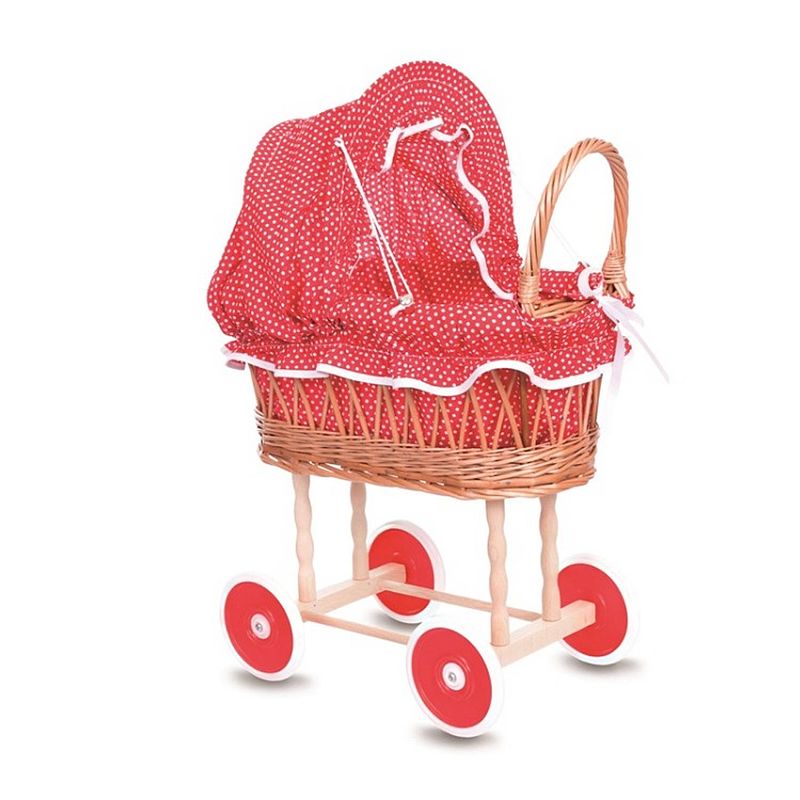 Foto van Egmont toys poppenwagen riet 44x28x58 cm, rood/wit s