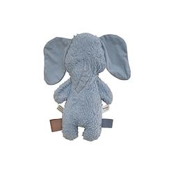 Foto van Snoozebaby organische knuffel olifant olly fresh blue - 26 cm