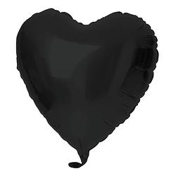 Foto van Folieballon hartvormig zwart metallic mat - 45 cm