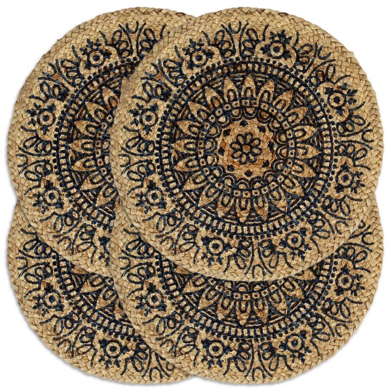 Foto van Vidaxl placemats 4 st rond 38 cm jute donkerblauw