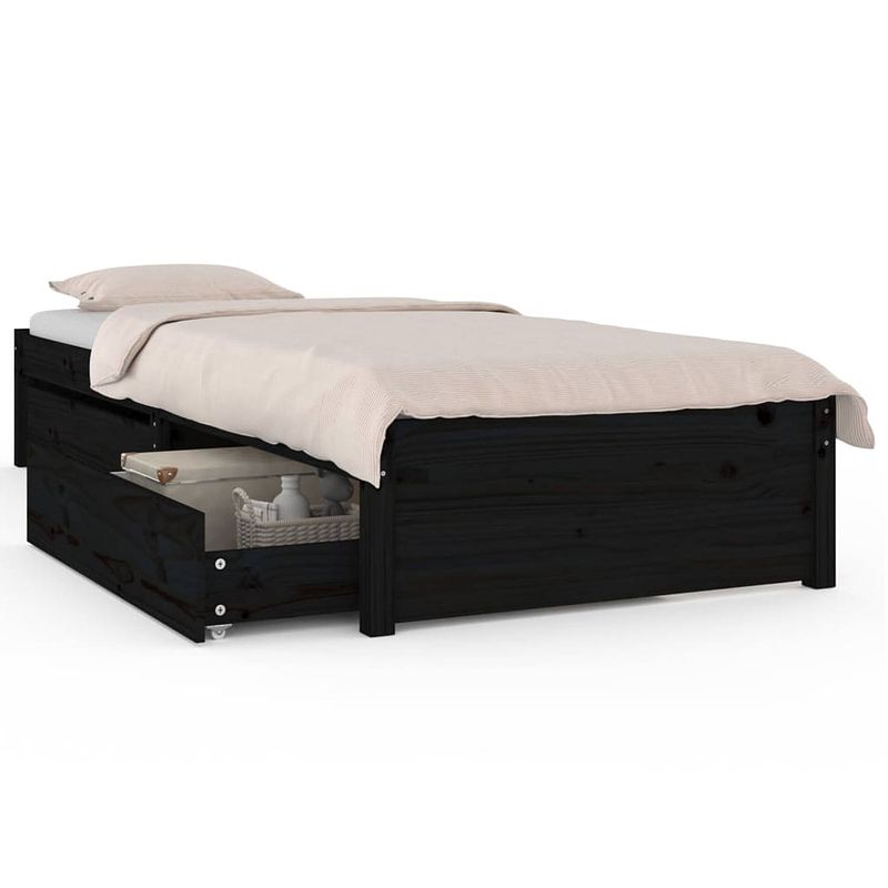 Foto van The living store houten bedframe - grenenhout - 90 x 200 cm - met opbergfunctie