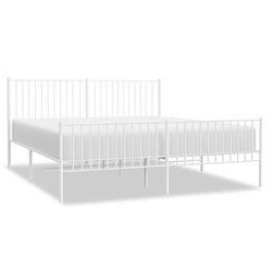 Foto van The living store bedframe klassiek wit 207x187x90.5 cm - robuuste metalen constructie