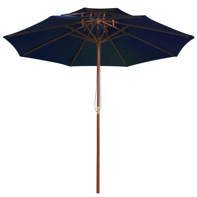 Foto van The living store parasol tuin - 270 x 256 cm - blauw - houten frame