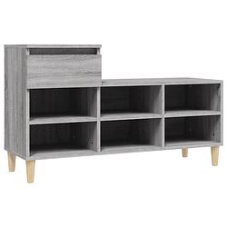 Foto van The living store schoenenkast - grijs sonoma eiken - 102 x 36 x 60 cm - duurzaam bewerkt hout - massief eucalyptushout