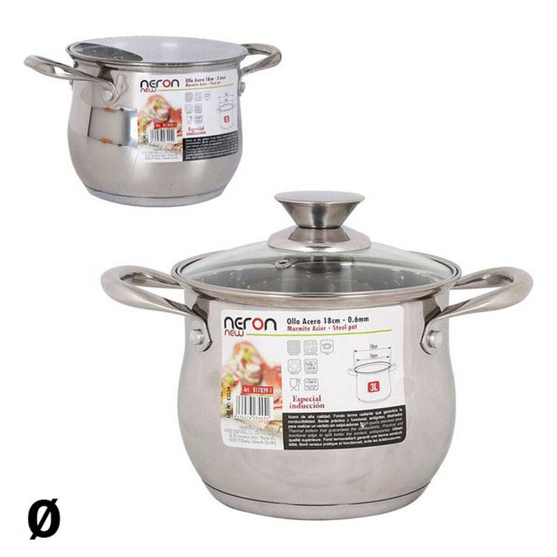 Foto van Kookpot new heron staal met deksel inductie (3l)