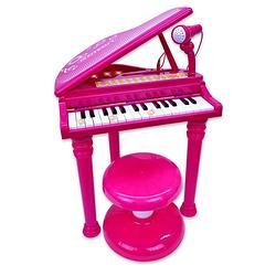 Foto van Bontempi elektronische piano met microfoon 53 cm roze
