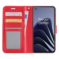 Foto van Basey oneplus 10 pro hoesje bookcase - oneplus 10 pro hoes flip case book cover - oneplus 10 pro hoes book case rood