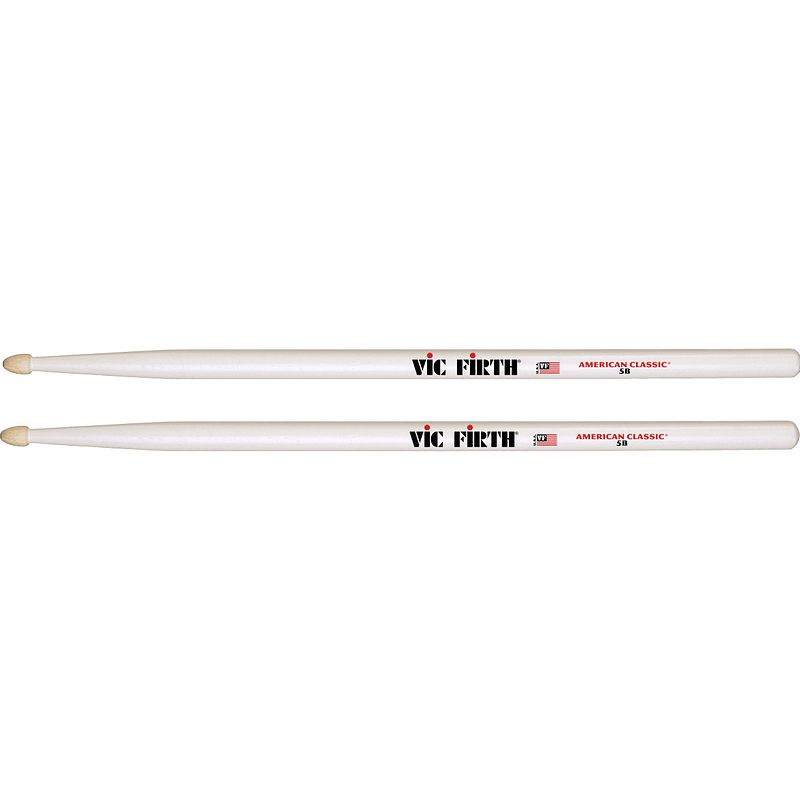 Foto van Vic firth american classic 5b white drumstokken, wit