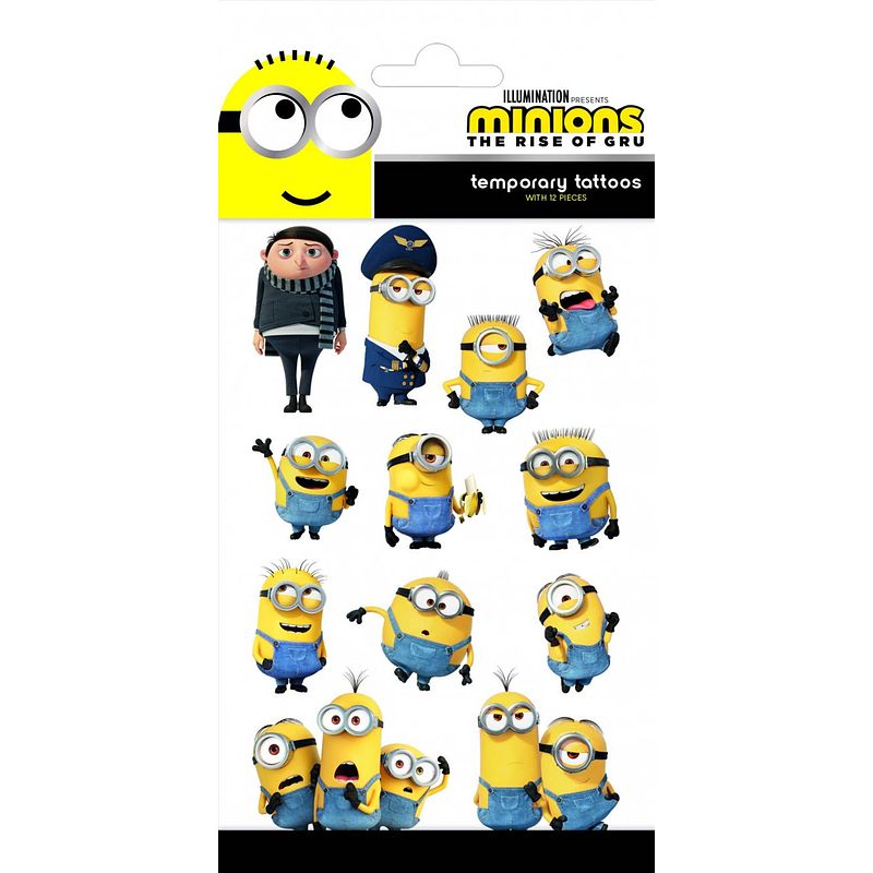 Foto van Funny products kindertattoos minions ii junior papier 12 stuks