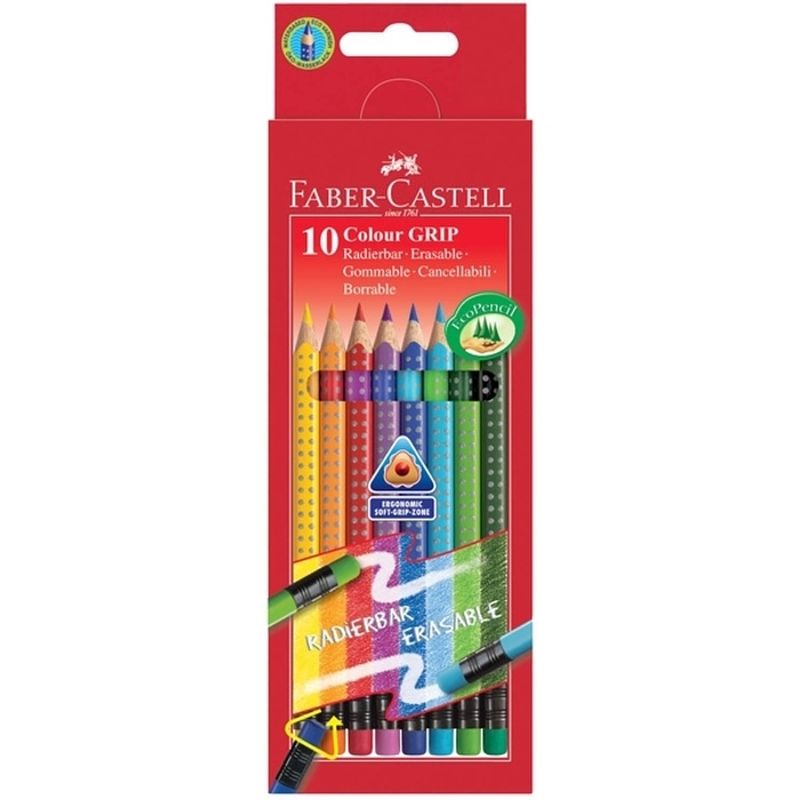 Foto van Kleurpotlood faber castell grip 2001 uitgumbaar etui à 10 stuks