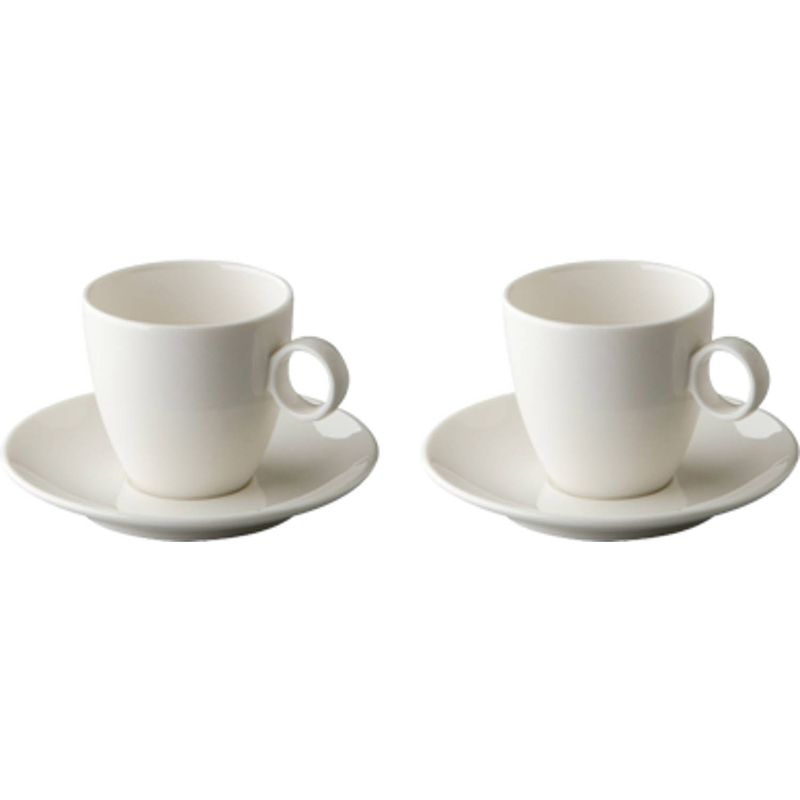 Foto van Maastricht porselein koffiekop en schotel bart 17 cl 13.5 cm offwhite porselein 2 stuk(s)