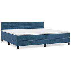 Foto van Vidaxl boxspring met matras fluweel donkerblauw 200x200 cm