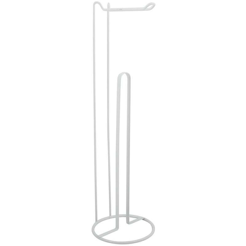 Foto van Msv wc/toiletrolhouder reservoir - metaal - wit - 54 cm - voor 4/5 rollen - toiletrolhouders