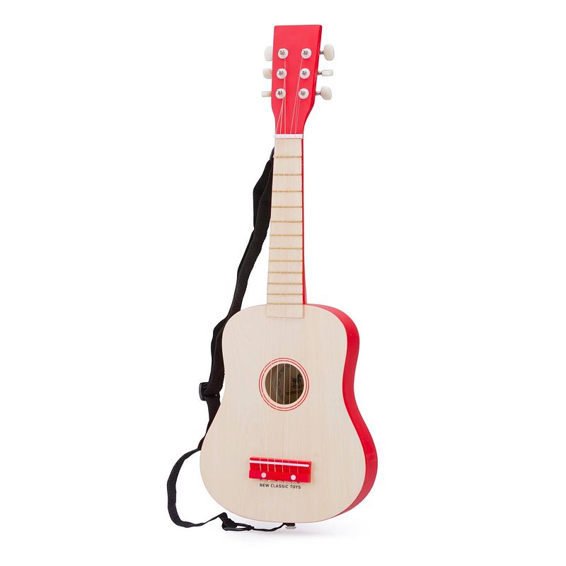 Foto van New classic toys gitaar de luxe junior 64 cm lichtbruin/rood