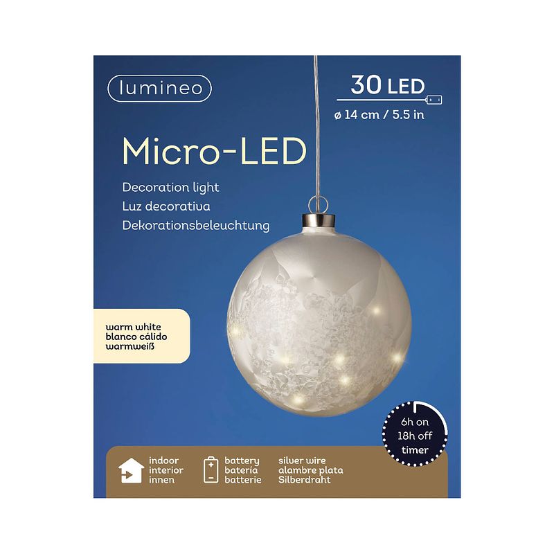 Foto van Lumineo - microled bal d14 cm frost kerst