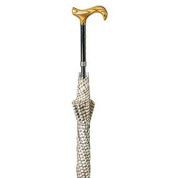 Foto van Classic canes wandelstok paraplu - ruit - essenhout derby handvat - verstelbaar - lengte 89 - 97 cm