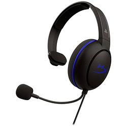 Foto van Hyperx cloud chat headset (ps4 licensed) over ear headset kabel gamen mono zwart/blauw volumeregeling, microfoon uitschakelbaar (mute)
