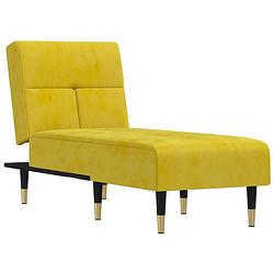 Foto van The living store verstelbare chaise longue - geel fluweel - 55x140x70 cm - multifunctioneel