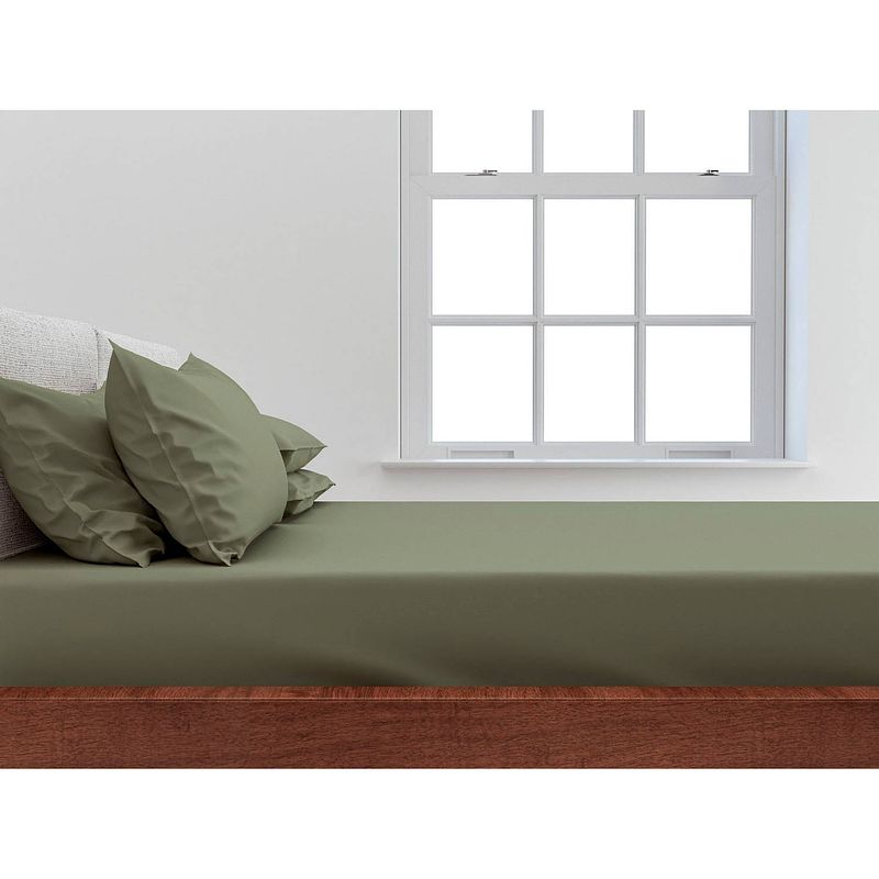 Foto van Zo home satinado hoeslaken katoen satijn 35cm hoekhoogte - army green 180x210-220cm