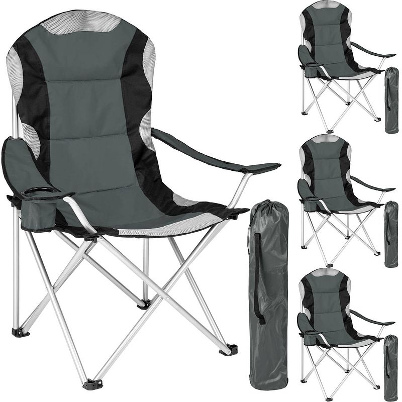 Foto van Tectake stoelenset luxe campingstoelen - grijs;zwart