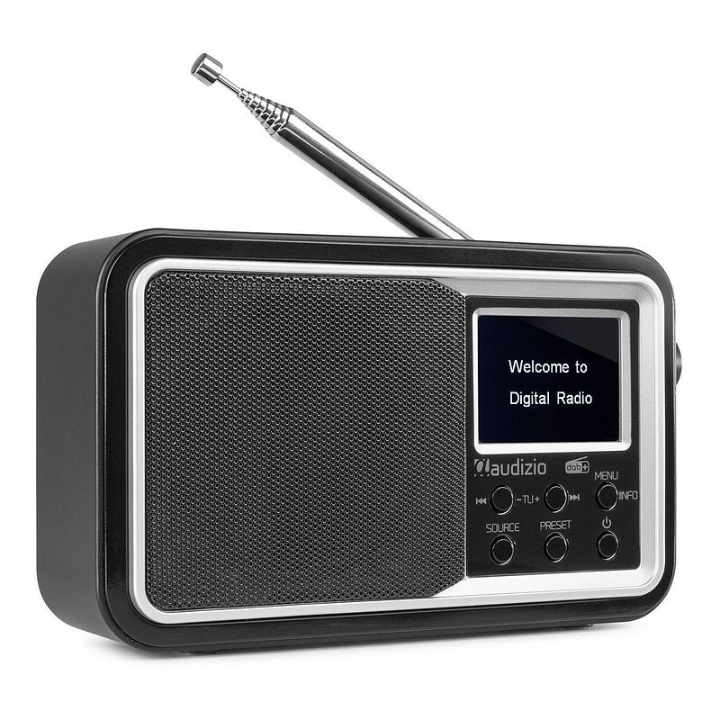 Foto van Draagbare dab radio met bluetooth - audizio parma - wekkerradio - fm radio - retro radio - zwart