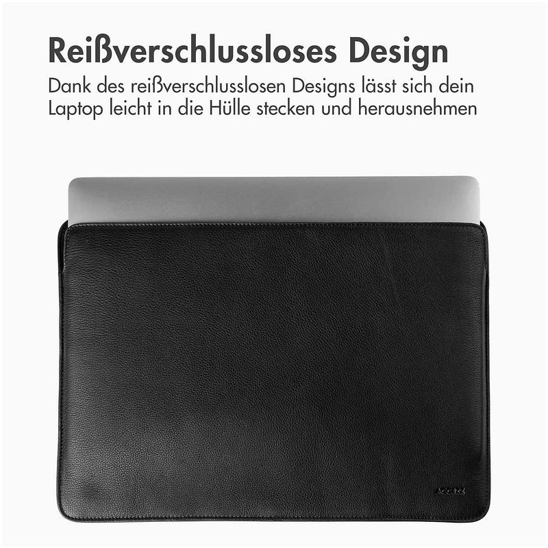 Foto van Accezz leather hoes voor macbook 16 inch laptop sleeve zwart