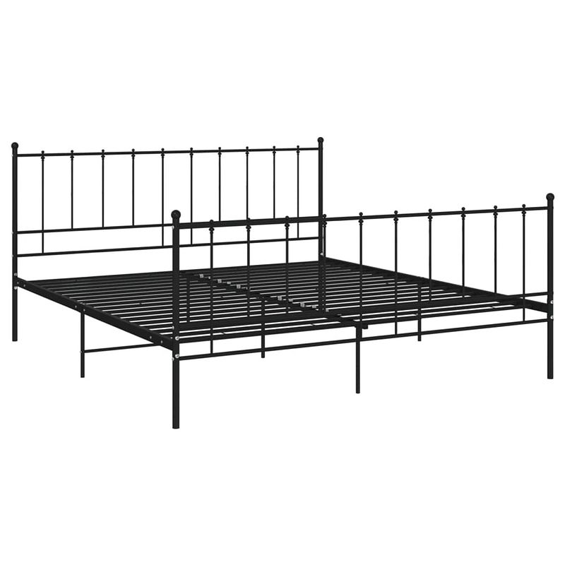 Foto van The living store bedframe - metaal zwart - 206x145x99 cm - massieve constructie - stevige lattenbodem