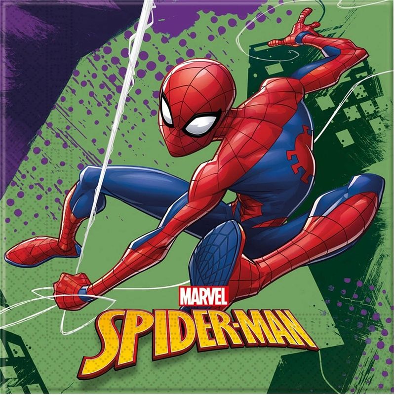 Foto van 20x marvel spiderman themafeest servetten/servetjes 33 x 33 cm - kinderfeestje papieren tafeldecoraties