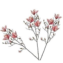 Foto van 3x roze magnolia/beverboom kunsttakken kunstplanten 90 cm - kunstplanten