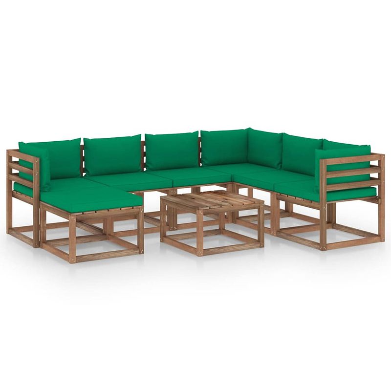 Foto van Vidaxl 8-delige loungeset met groene kussens