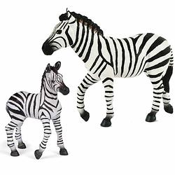 Foto van Plastic speelgoed dieren figuren setje zebra familie van moeder en kind - speelfigurenset