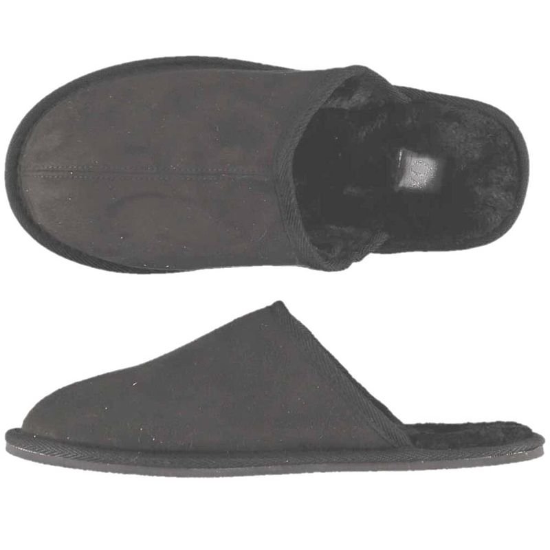 Foto van Heren instap slippers/pantoffels met nepbont antraciet maat 41-42 - sloffen - volwassenen