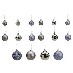 Foto van 100x stuks kunststof kerstballen grijs 3, 4 en 6 cm - kerstbal